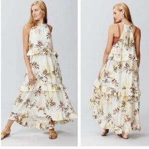 NWT Free People Anita Ivory Multi Print Maxi Dress Size Medium